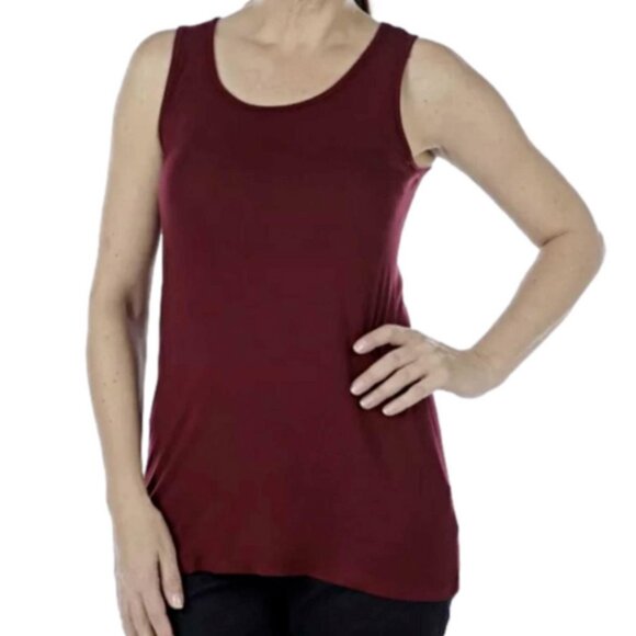 NEW Bellina Burgundy Long Jersey Stretch Tank Top Size Large bin 2Q - Picture 1 of 3